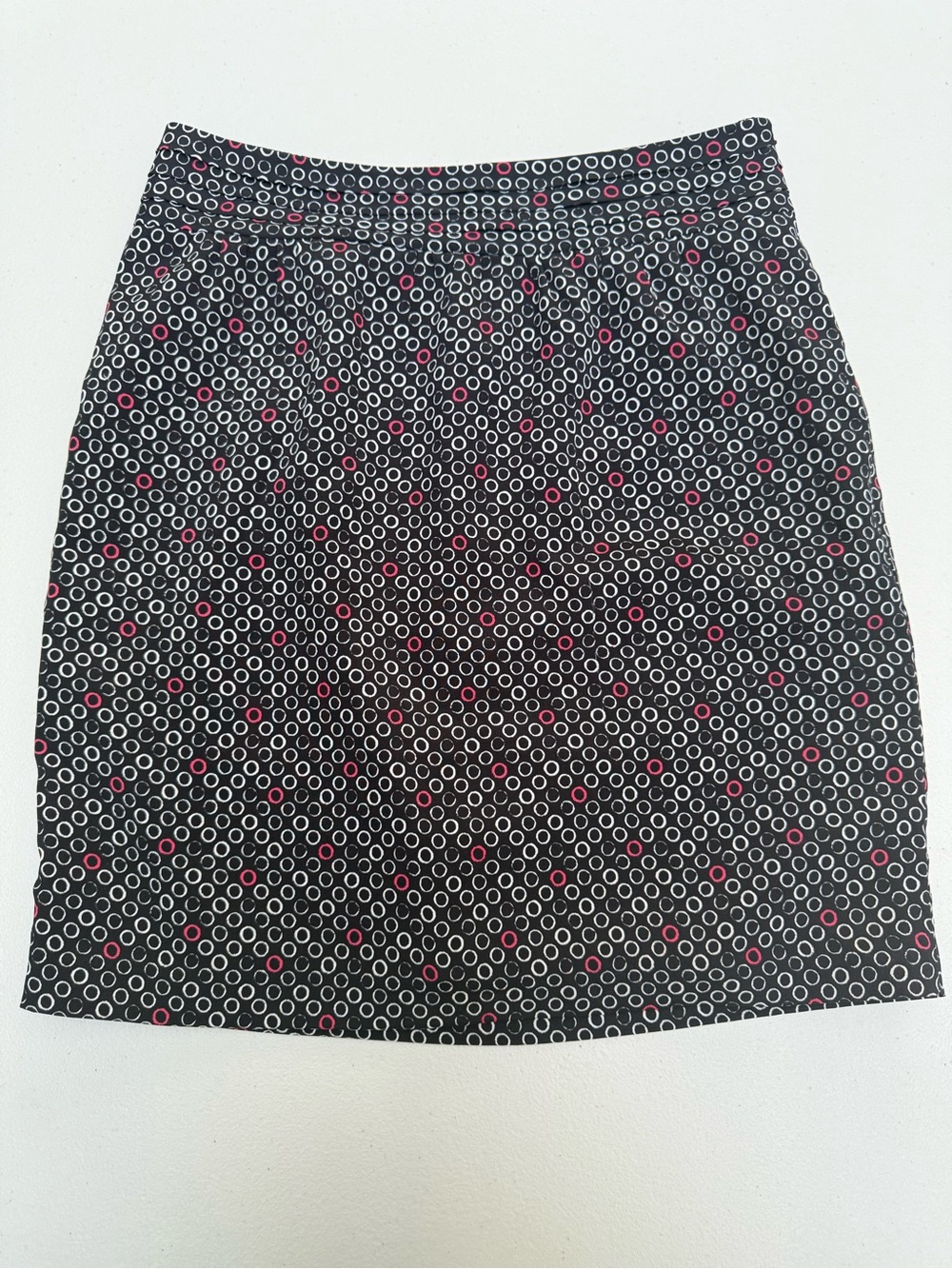 Merona Black  Skirt with White and Pink Circle Pattern